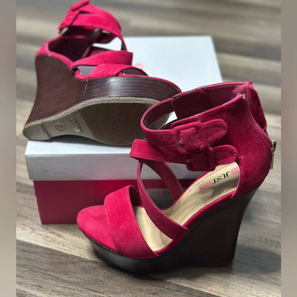JustFab Fuchsia Wedge Sandals